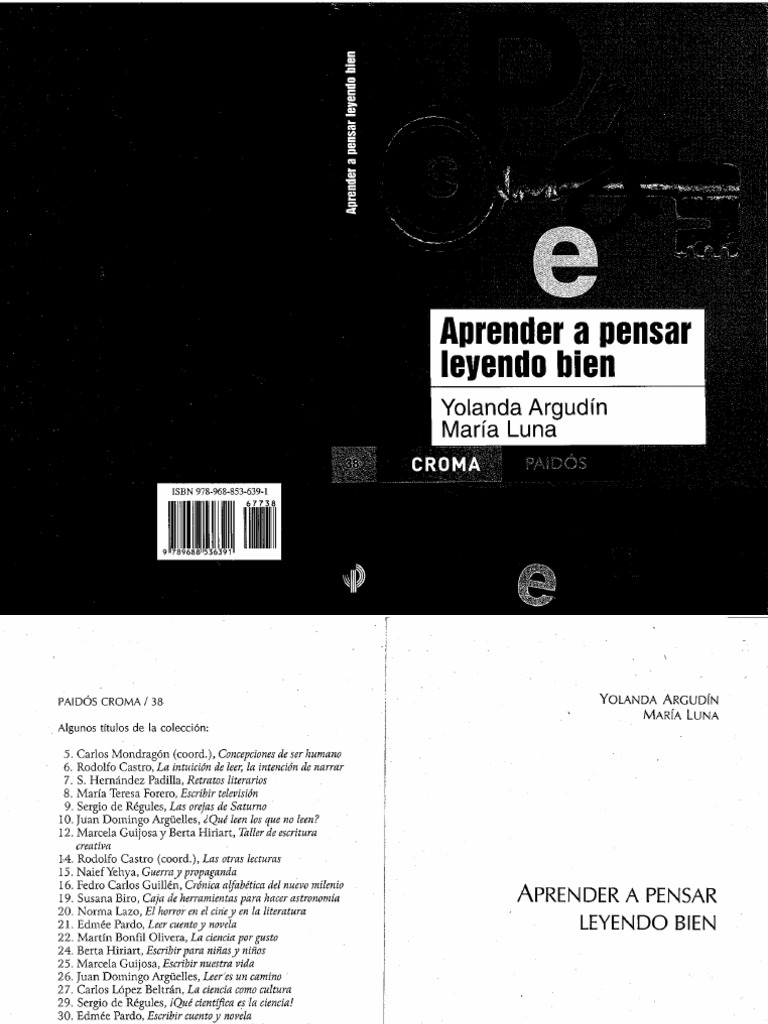 libro aprender a pensar leyendo bien yolanda argudin